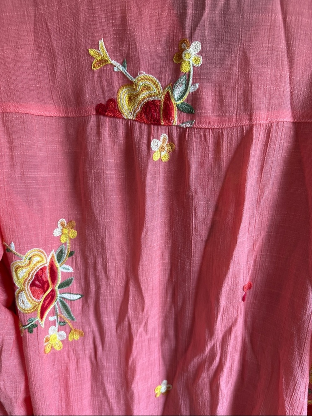 Hope Springs Embroidered Coral Pink  Blouse Size Large - Picture 7 of 13